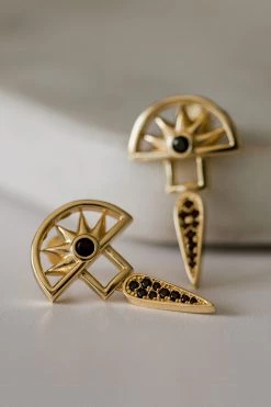 Silver Linings Jewellery Horizon Gold Half Sun With Drop Earring
