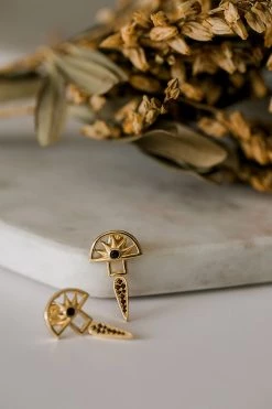 Silver Linings Jewellery Horizon Gold Half Sun With Drop Earring