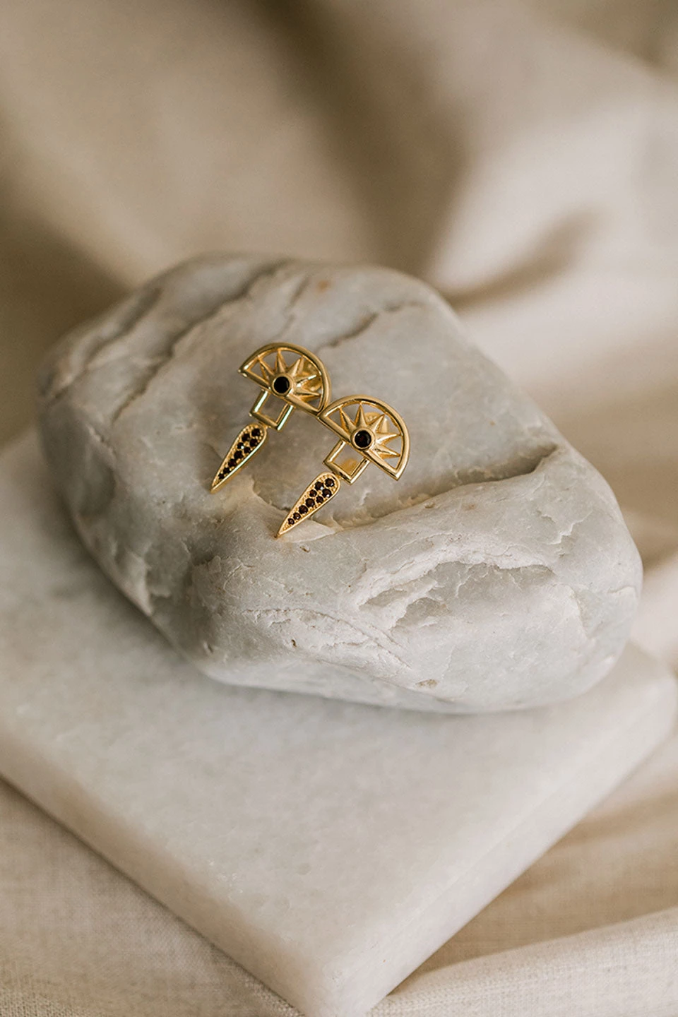 Silver Linings Jewellery Horizon Gold Half Sun With Drop Earring