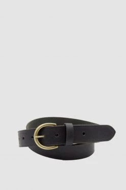Loop Leather Brookline 32mm Black Leather Belt With Brass Buckle Belts & Scarves