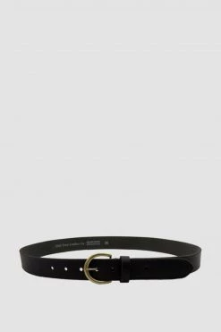 Loop Leather Brookline 32mm Black Leather Belt With Brass Buckle Belts & Scarves
