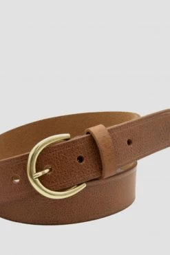 Loop Leather Brookline 32mm Tan Leather Belt With Brass Buckle Belts & Scarves