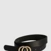 Loop Leather Brittany 27mm Black Leather Belt With Double Circle Gold Buckle