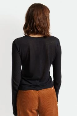 Brixton Montauk Linen Blend Black LS Tee