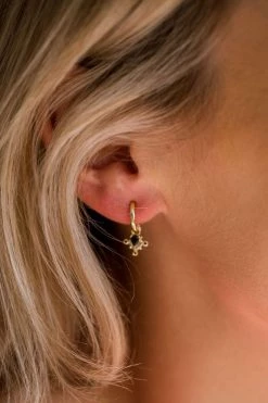 Silver Linings Monarchy Mini Gold Hoops With Black Garnet Jewellery