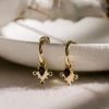 Silver Linings Monarchy Mini Gold Hoops With Black Garnet Jewellery