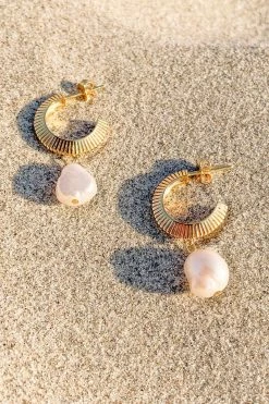 Silver Linings Get The Look Aada Pearl Gold Hoop Earrings
