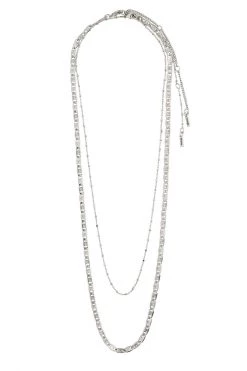 Pilgrim Intuition Double Chain Necklace Silver Plated