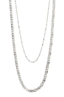 Pilgrim Intuition Double Chain Necklace Silver Plated