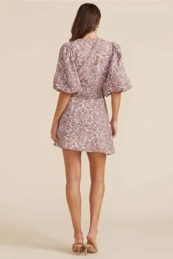 Mink Pink New In Jedda Pink Paisley Mid Sleeve Mini Wrap Dress