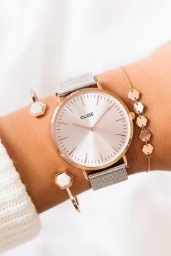 Cluse Jewellery LaBoheme Silver Mesh Strap With Rose Gold Watch
