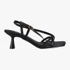 St Sana Get The Look Layla Strappy Low Stiletto Black Vegan Leather Heel