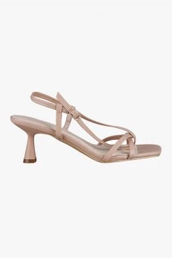 St Sana Layla Strappy Low Stiletto Blush Vegan Leather Heel Get The Look