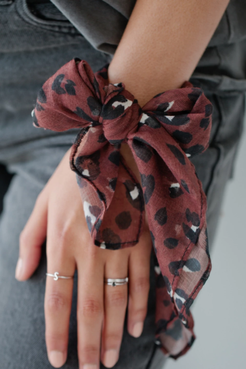 Sophie Leopard Scarf Mini Rosewood Belts & Scarves