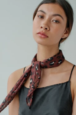 Sophie Leopard Scarf Mini Rosewood Belts & Scarves