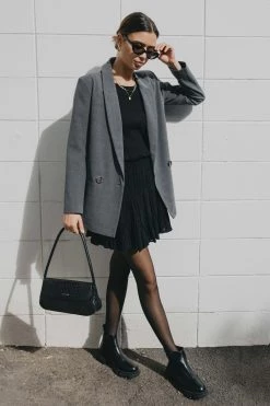 Ivy + Jack Skirts Lexi Black Shirred Cotton Tiered Mini Skirt