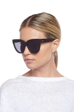 Le Specs Liar Liar Oversized Cat Eye Black Rubber Smoke Polarised Lens Sunglasses