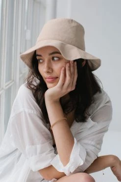 Sophie Hats & Beanies Love Linen Bucket Hat Bone