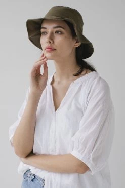 Sophie Love Linen Bucket Hat Khaki Hats & Beanies