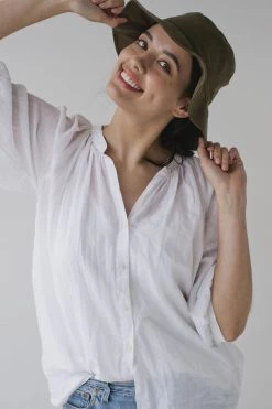 Sophie Love Linen Bucket Hat Khaki Hats & Beanies