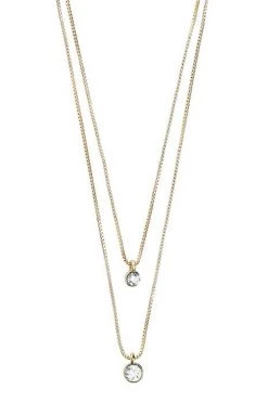 Pilgrim Lucia Pi Gold Double Necklace With Crystal Jewellery