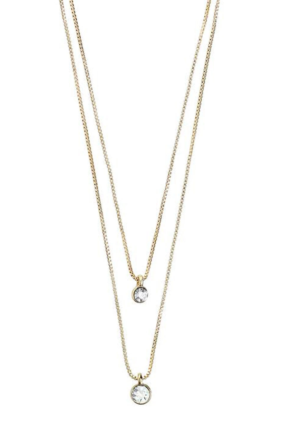 Pilgrim Lucia Pi Gold Double Necklace With Crystal Jewellery