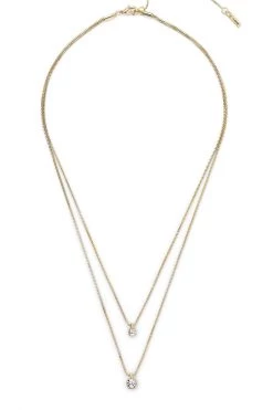 Pilgrim Lucia Pi Gold Double Necklace With Crystal Jewellery