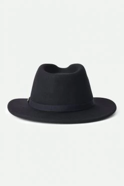 Brixton Hats & Beanies Messer Packable Fedora Black Wool Felt Hat