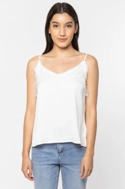 Ivy + Jack Loyal Ivory Satin Lace Trim Cami New In