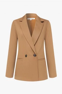 Ivy + Jack New In Mason Walnut Textured Plain Linen Boyfriend Blazer