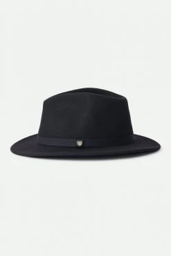 Brixton Hats & Beanies Messer Packable Fedora Black Wool Felt Hat
