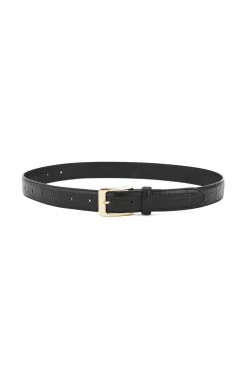 Nakedvice The Mia Gold Belt Croc Print Black Leather