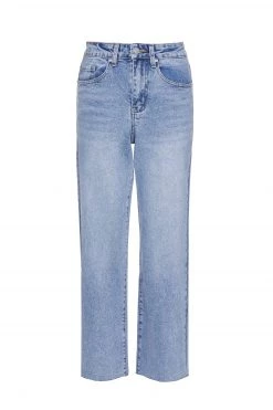 Among The Brave Molly Mid Blue Wide Leg Cropped Denim Jean