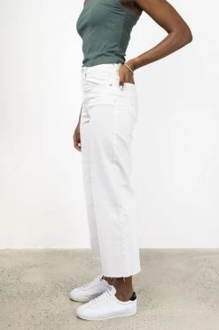 Among The Brave Molly Antique White Wide Leg Cropped Denim Jean