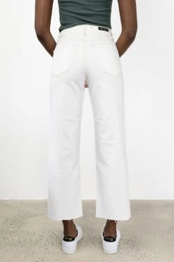 Among The Brave Molly Antique White Wide Leg Cropped Denim Jean