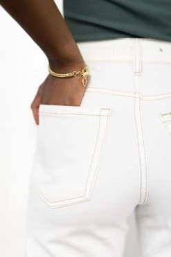 Among The Brave Molly Antique White Wide Leg Cropped Denim Jean