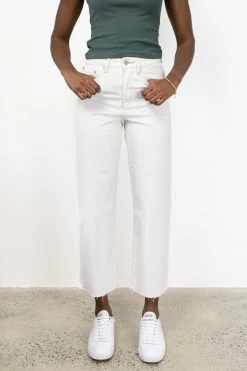 Among The Brave Molly Antique White Wide Leg Cropped Denim Jean