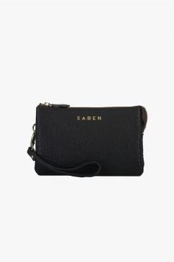 SABEN Bags Tilly Multi Pocket Black Bubble Leather Crossbody Clutch The Edit