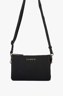 SABEN Bags Tilly Multi Pocket Black Bubble Leather Crossbody Clutch The Edit