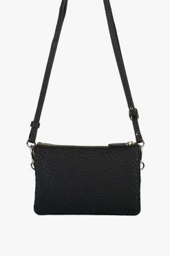 SABEN Bags Tilly Multi Pocket Black Bubble Leather Crossbody Clutch The Edit