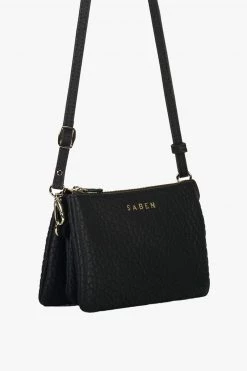 SABEN Bags Tilly Multi Pocket Black Bubble Leather Crossbody Clutch The Edit