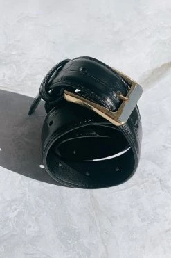 Nakedvice The Mia Gold Belt Croc Print Black Leather