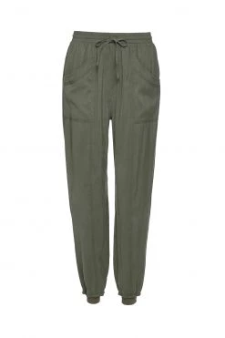 Among The Brave New Warrior Khaki Relaxed Drapey Drawstring Stretch Cuff Pant Pants