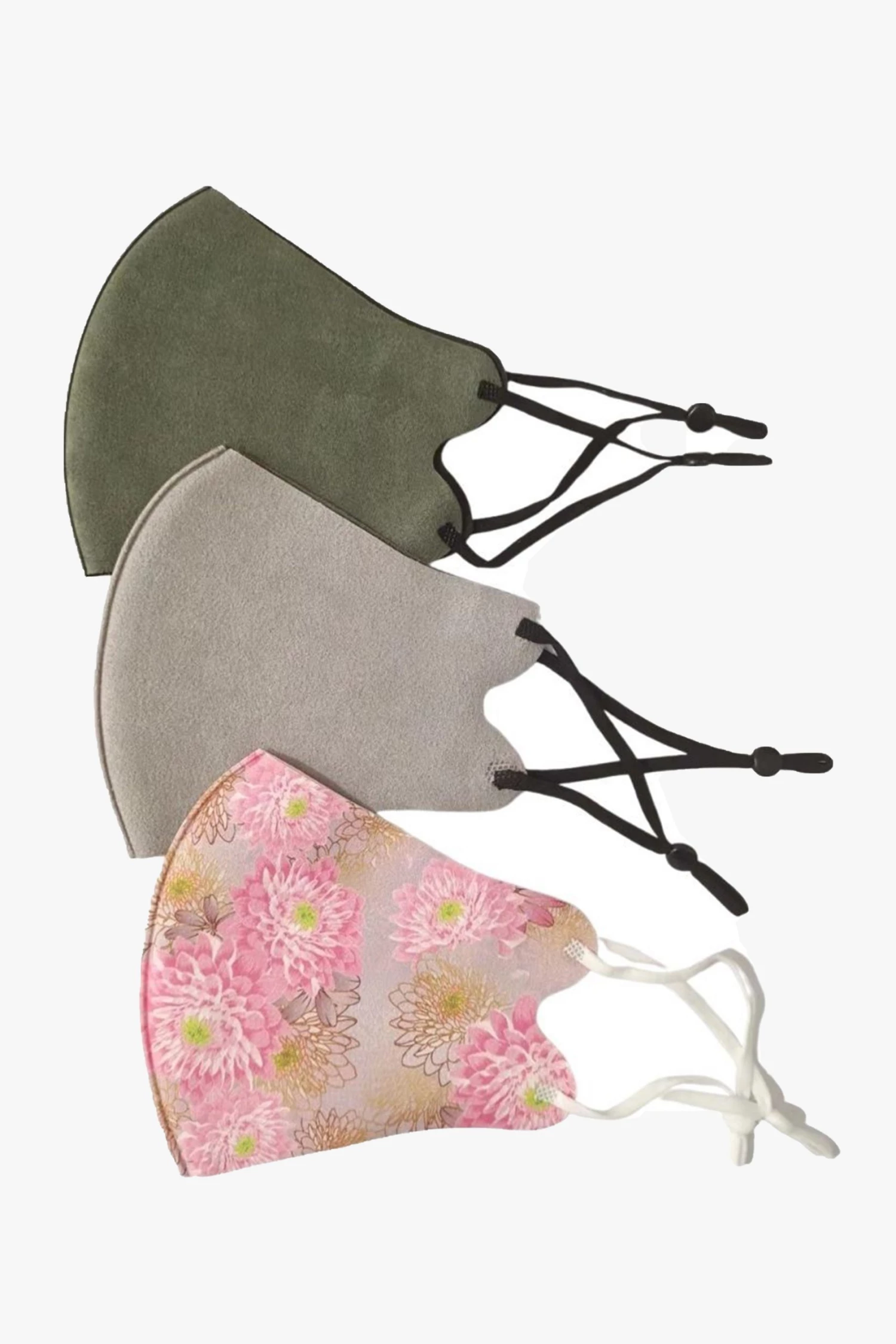 Queen Of The Foxes Floral Dove Olive Face Masks Pack Of 3