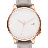AOI Jewellery Osaka Rose Gold With White Face 40mm Watch With Grey Leather Strap