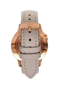 AOI Jewellery Osaka Rose Gold With White Face 40mm Watch With Grey Leather Strap