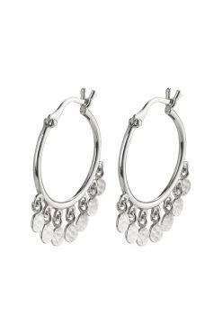 Pilgrim Panna Silver Charm Hoop Earrings Jewellery