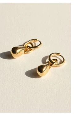 Brie Leon Jewellery 925 Pera Drop Gold Sleeper Earrings