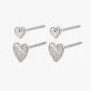 Pilgrim Jewellery Sophia Heart Stud Earrings Two Pack Silver