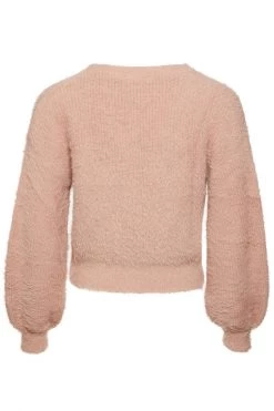 Among The Brave Tender Toffee Eyelash Yarn Blouson Sleeve Knit Cardigan Knitwear